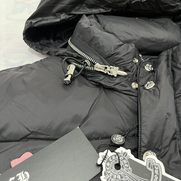 Chrome Hearts Black Down Jacket With Pink Cross Patch - Picture 3 of 13